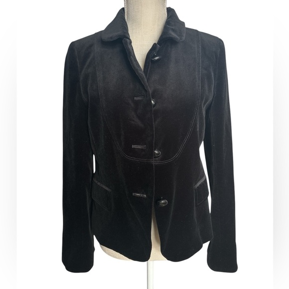 J Crew Fitted Velvet Jacket in Black Size 8 EUC - Picture 2 of 7